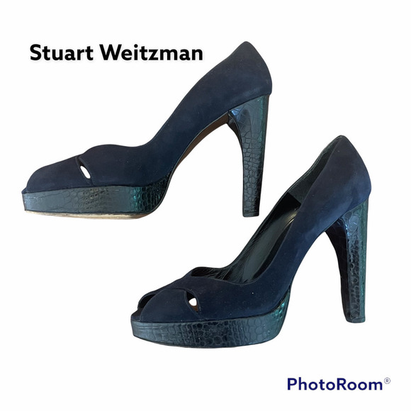 Stuart Weitzman Women's High Block Heels Pump Peep Toes Shoes Size 8 - Picture 1 of 10